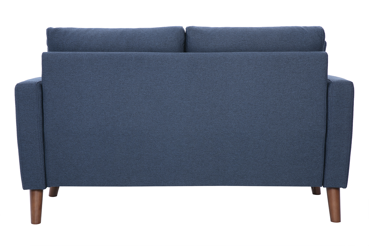 Sof de 2 plazas de tela azul oscuro y madera oscura MUNIK