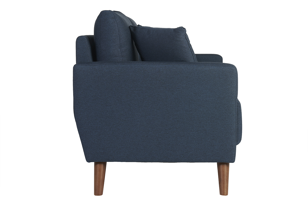 Sof de 2 plazas de tela azul oscuro y madera oscura MUNIK