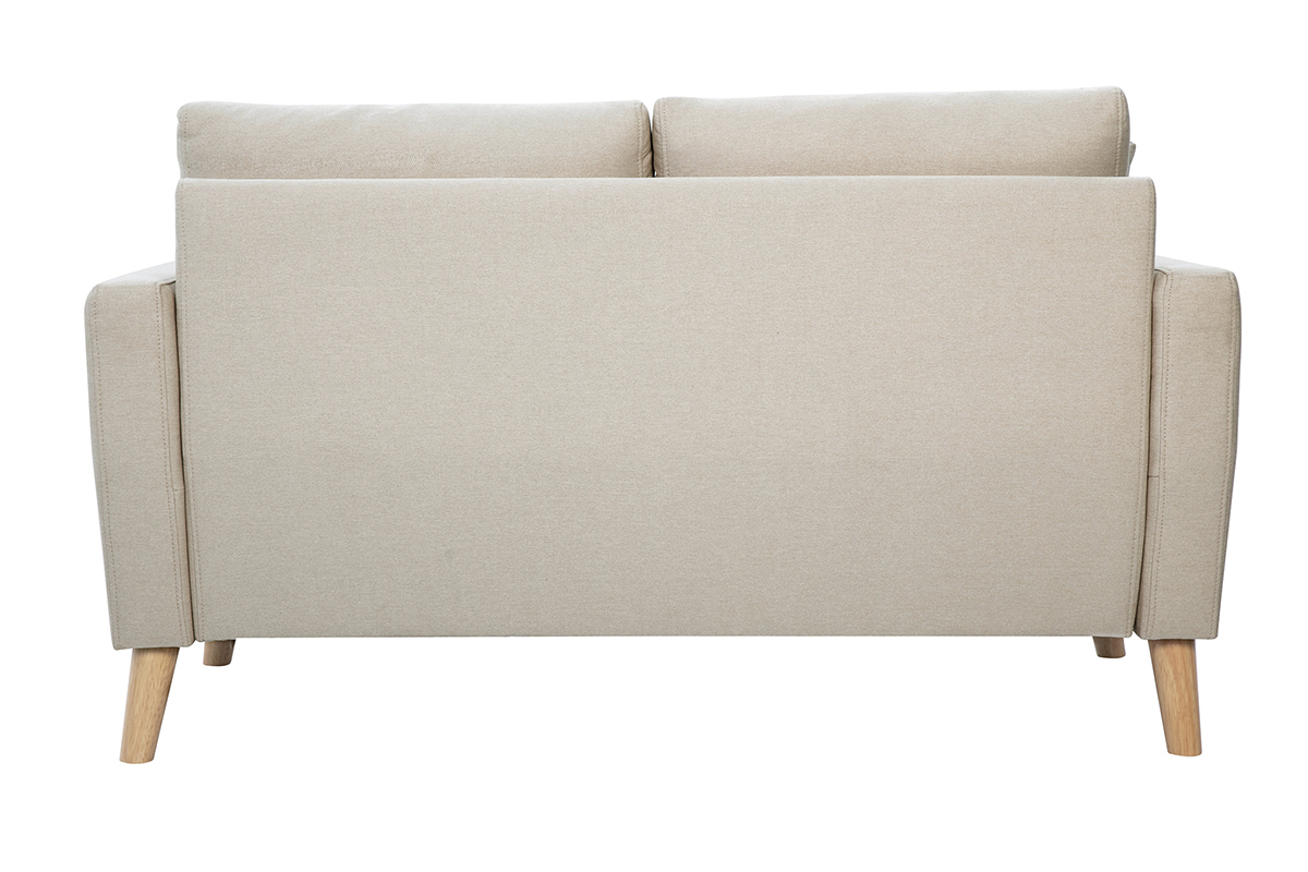Sof de 2 plazas de tela beige y madera clara MUNIK