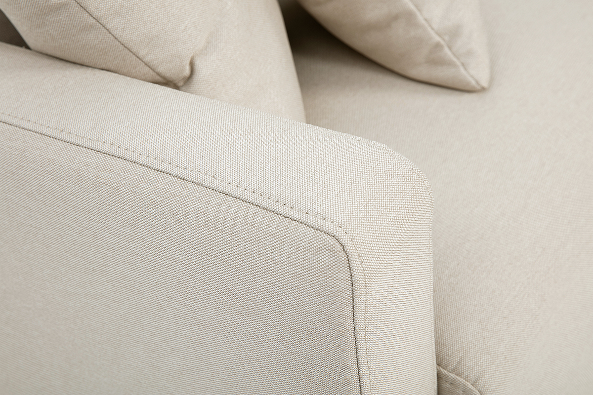 Sof de 2 plazas de tela beige y madera clara MUNIK