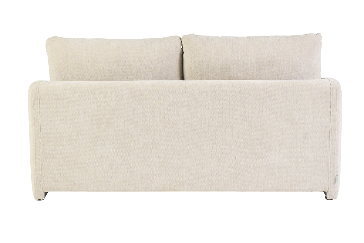 Canap� de 2 plazas en tela con efecto terciopelo texturizado beige, vista trasera.