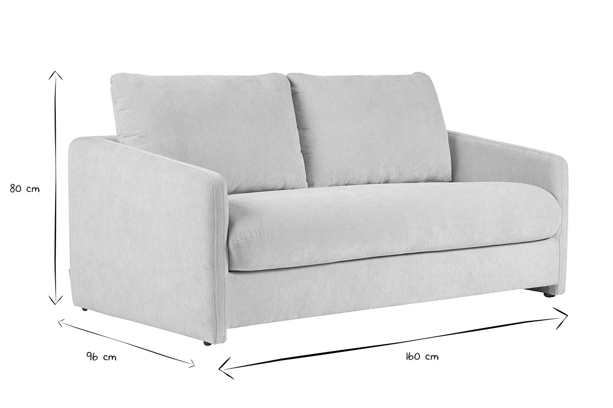 Dimensiones del sof� de 2 plazas PAULIN en blanco y negro: L160 x P96 x H80 cm.
