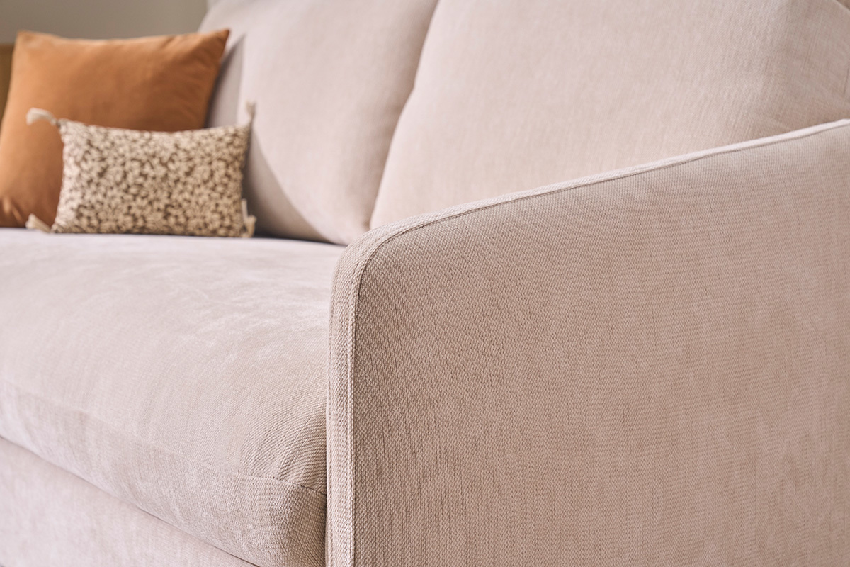 Sof� de 2 plazas en tejido con efecto terciopelo texturizado beige PAULIN