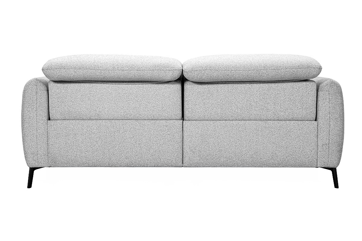 Sof� de 3 plazas con cabezales ajustables y reposapi�s el�ctrico en tejido con efecto terciopelo texturizado gris claro y metal TIGNES