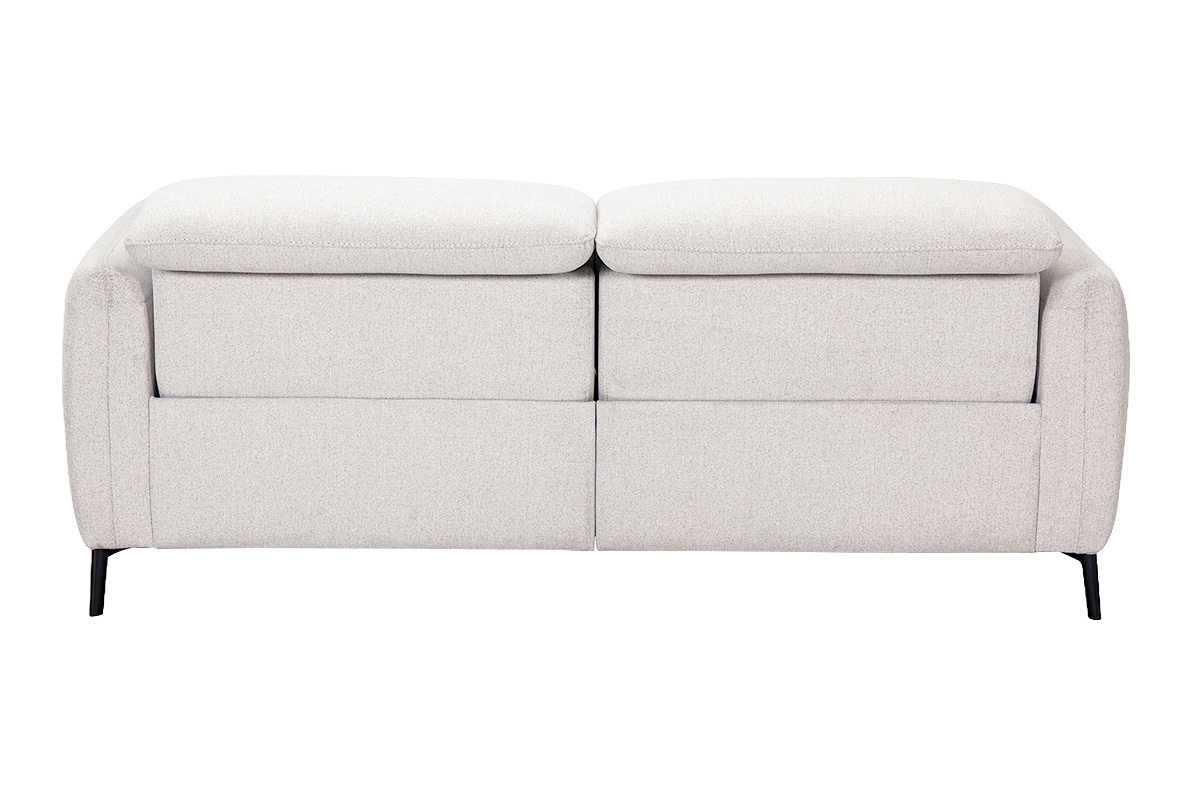 Sof� de 3 plazas beige con reposacabezas ajustables y reposapi�s el�ctrico, vista trasera