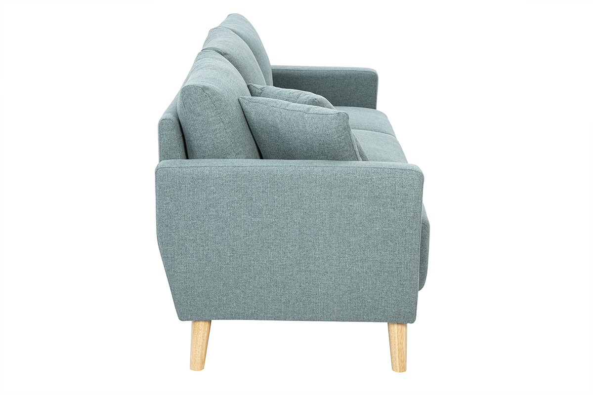 Sof� de 3 plazas de tela verde gris y madera clara MUNIK