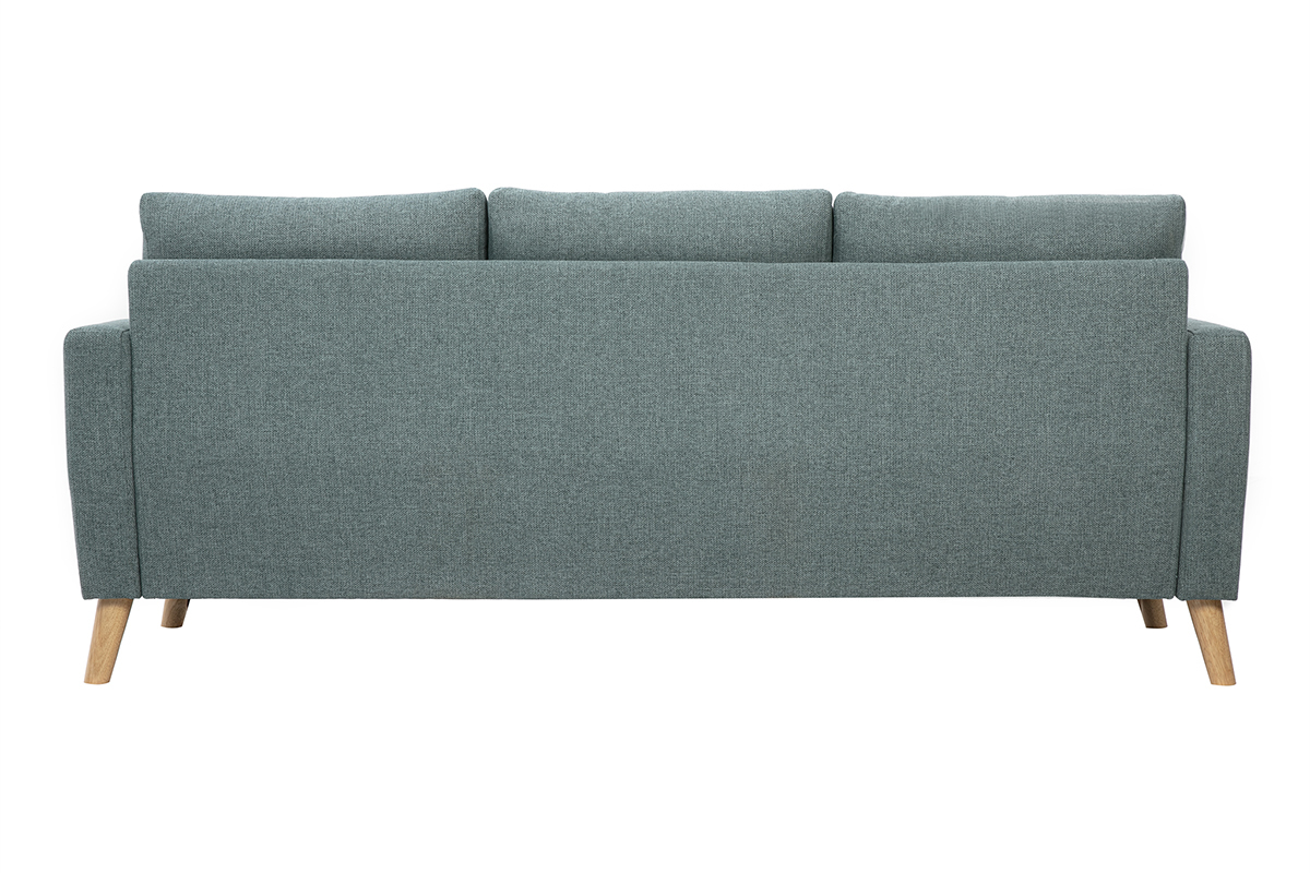 Sof� de 3 plazas de tela verde gris y madera clara MUNIK