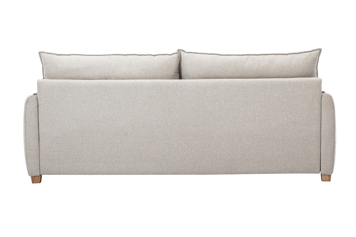 Sof de 3 plazas en tejido efecto terciopelo texturizado beige RENZO