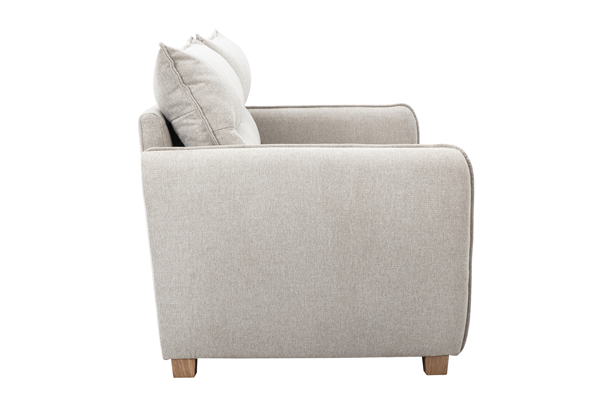 Sof de 3 plazas en tejido efecto terciopelo texturizado beige RENZO