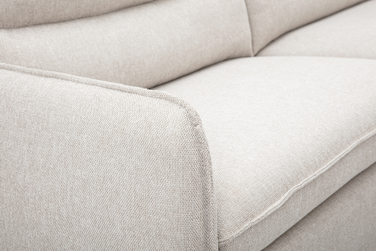 Sof de 3 plazas en tejido efecto terciopelo texturizado beige RENZO