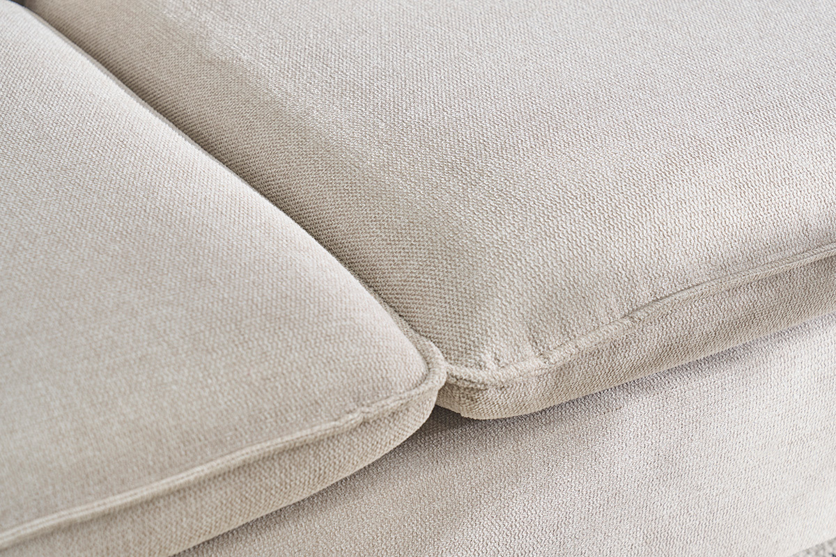 Sof� de 3 plazas en tejido efecto terciopelo texturizado beige RENZO