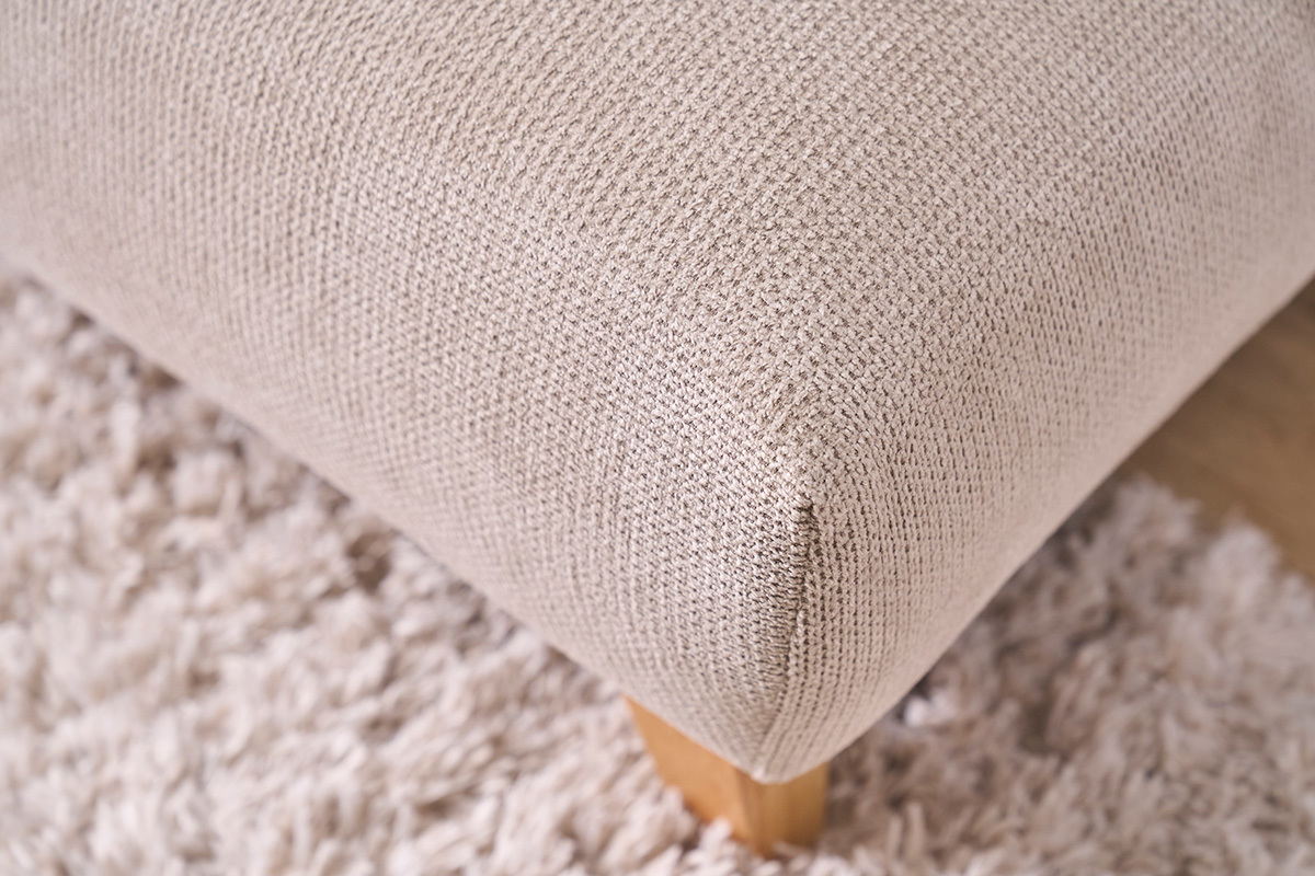 Sof� de 3 plazas en tela chenilla beige y madera clara L201 cm BASTILLE