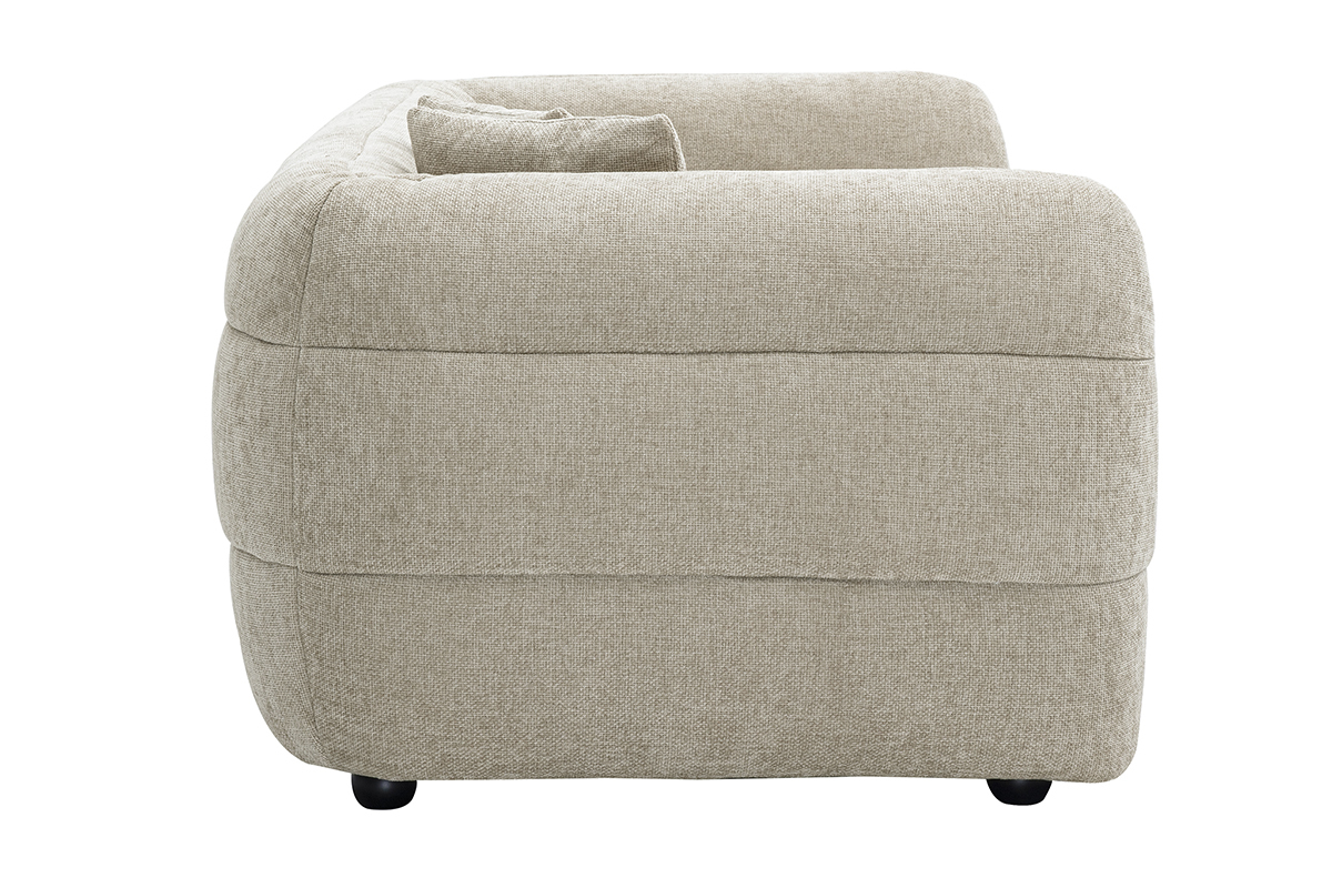 Sof de 3 plazas en tela beige JOYA, vista lateral.