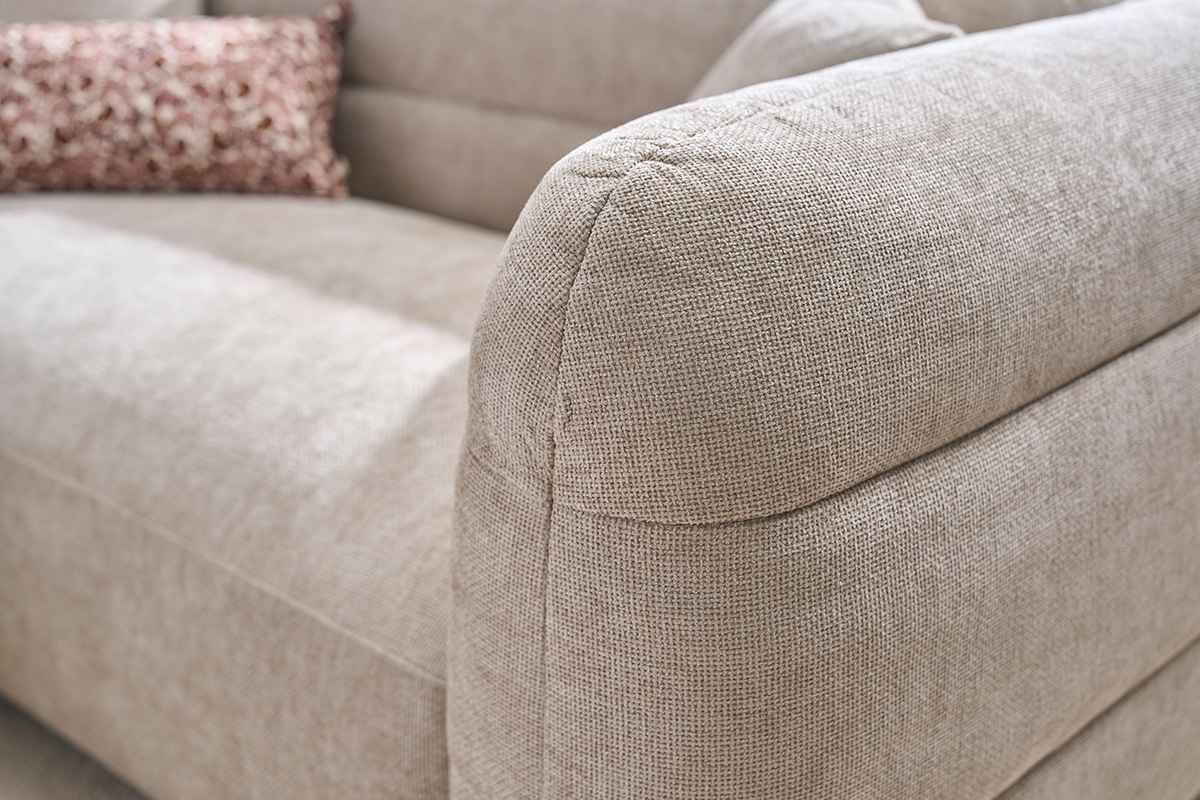 Sof� de 3 plazas en tela efecto terciopelo texturizado beige JOYA