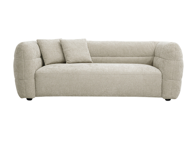 Sofá de 3 plazas en tela efecto terciopelo texturizado beige JOYA