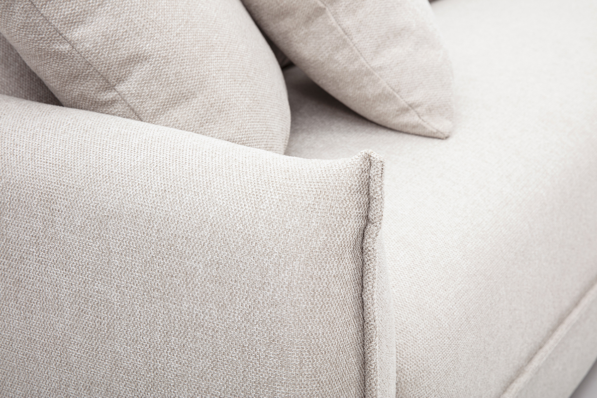 Sof de 3 plazas en tela efecto terciopelo texturizado beige PIO