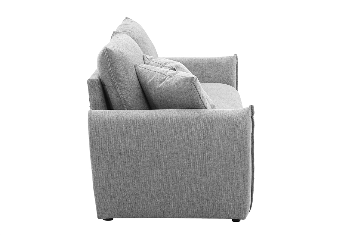 Sof de 3 plazas en tela efecto terciopelo texturizado gris PIO