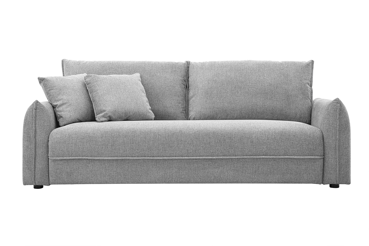 Sof de 3 plazas en tela efecto terciopelo texturizado gris PIO