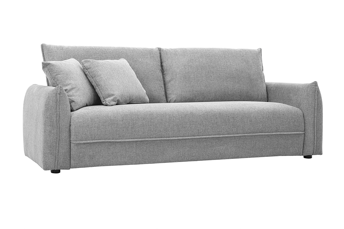 Sof de 3 plazas en tela efecto terciopelo texturizado gris PIO