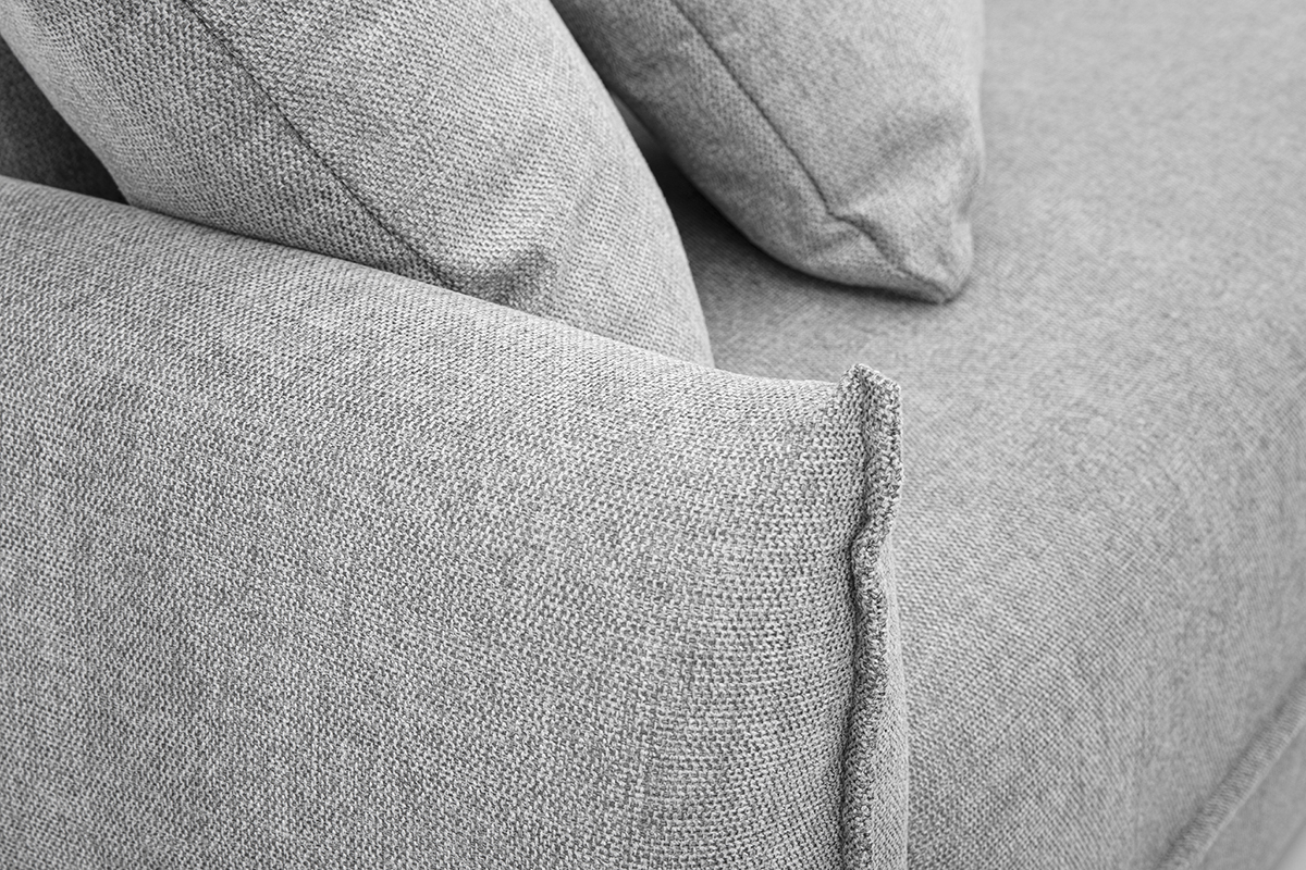 Sof de 3 plazas en tela efecto terciopelo texturizado gris PIO