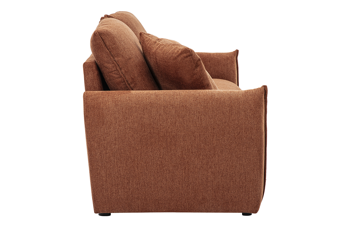 Sof de 3 plazas en tela efecto terciopelo texturizado tierra quemada PIO