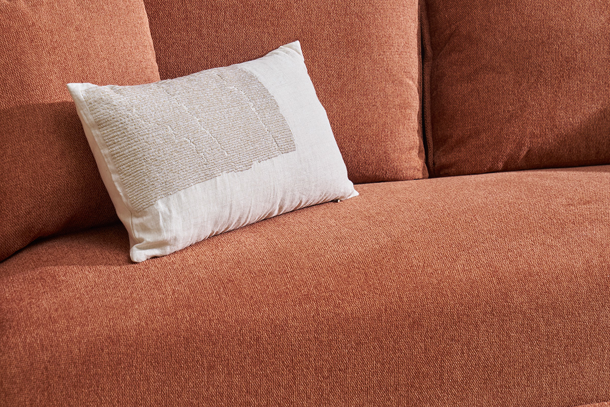 Sof de 3 plazas en tela efecto terciopelo texturizado tierra quemada PIO