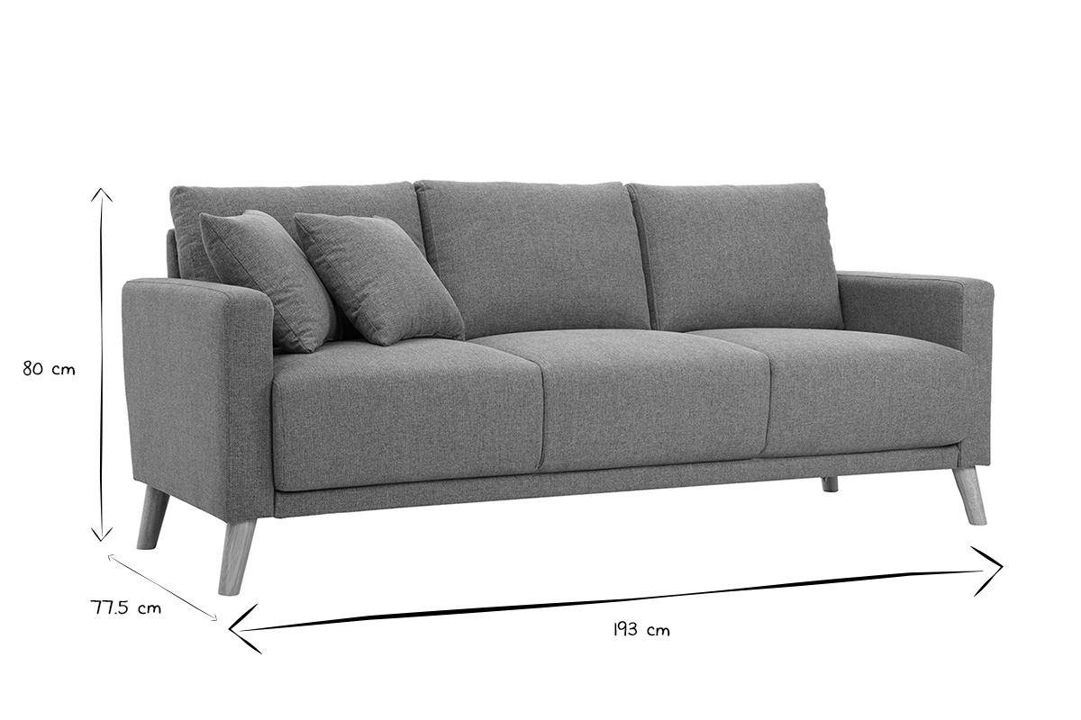 Sof� de 3 plazas MUNIK en negro y blanco, dimensiones: L193 x P77.5 x H80 cm.