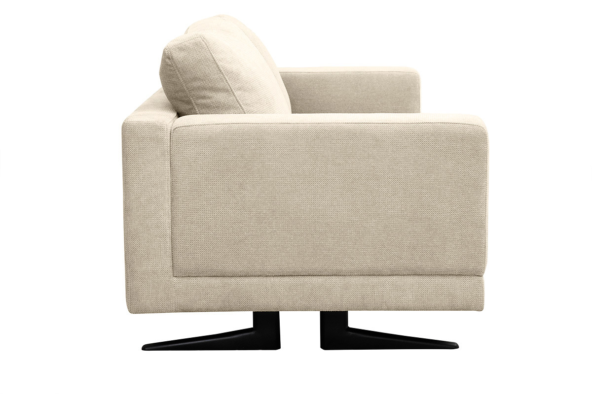 Sof de diseo 3 plazas en tela chenilla beige y metal negro LENNON