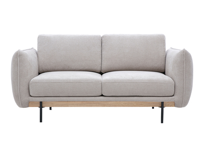 Sof&aacute; de dise&ntilde;o de 2 plazas en tejido chenilla beige y metal negro TODD