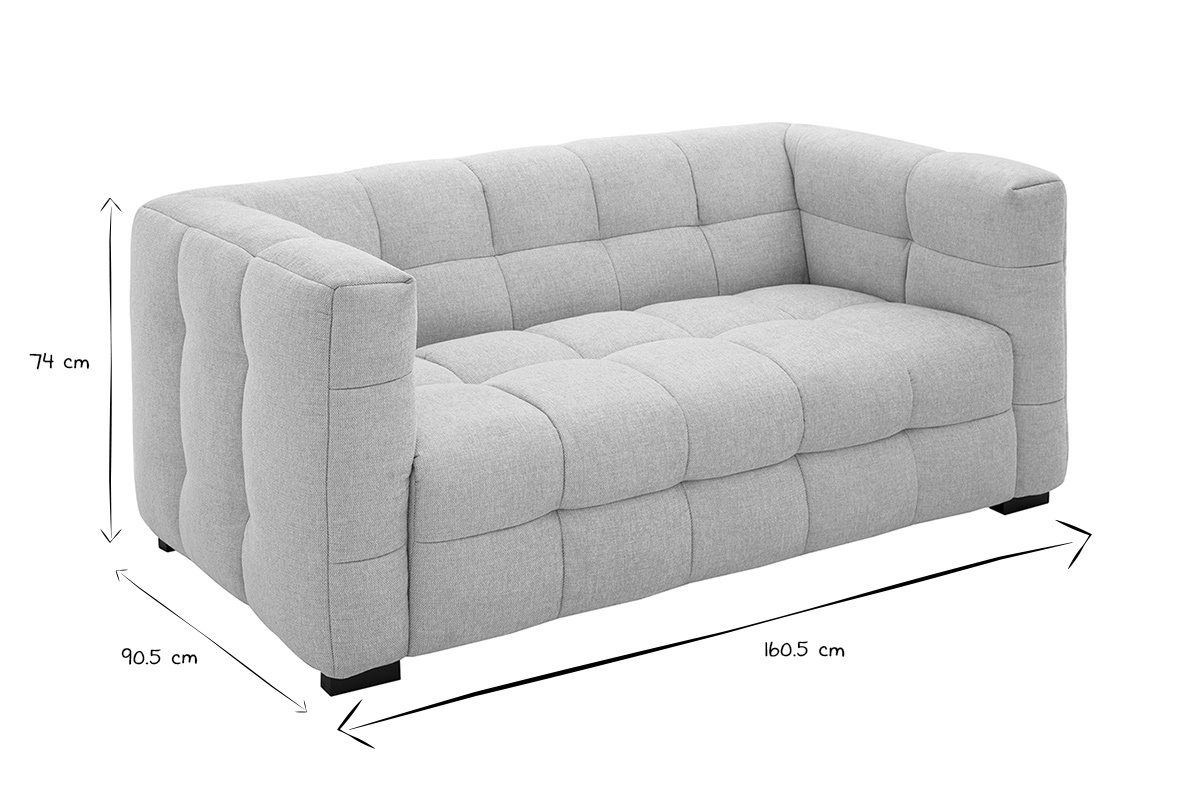 Sof de diseo de 2 plazas en tejido efecto terciopelo texturizado beige CORTO