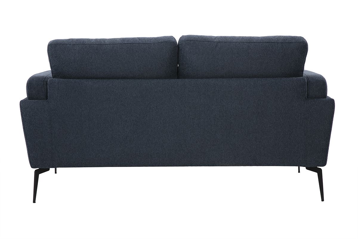 Sof de diseo de 2 plazas en tela de terciopelo azul oscuro y metal negro MOSCO
