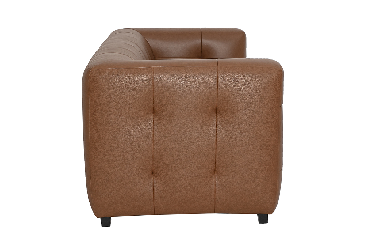 Sof� de dise�o de 3 plazas en cuero marr�n CORTO