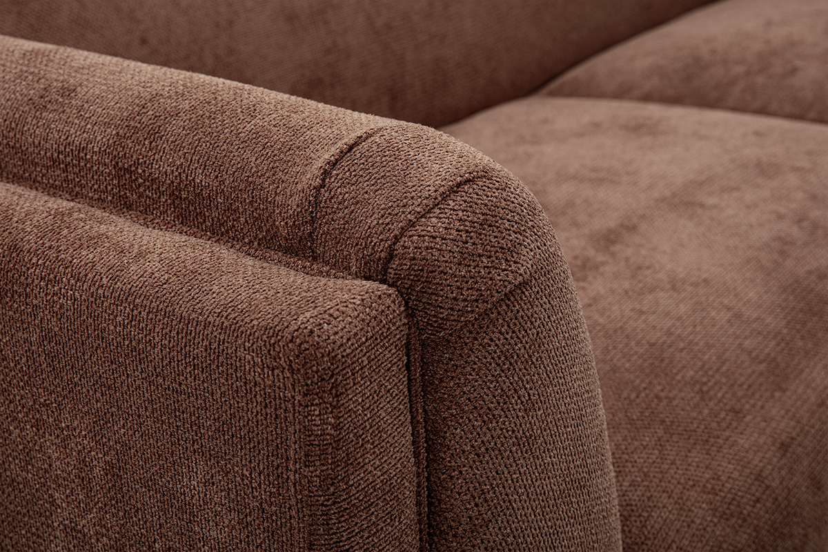 Sof de diseo de 3 plazas en tejido chenilla color tierra quemada HOSBO