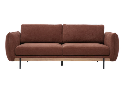 Sof&aacute; de dise&ntilde;o de 3 plazas en tejido chenilla color tierra quemada y metal negro TODD