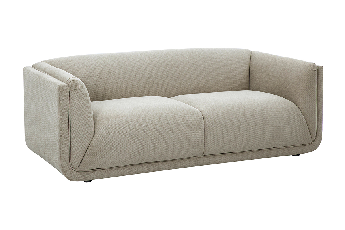 Sof de diseo de 3 plazas en tejido chenilla texturado beige HOSBO