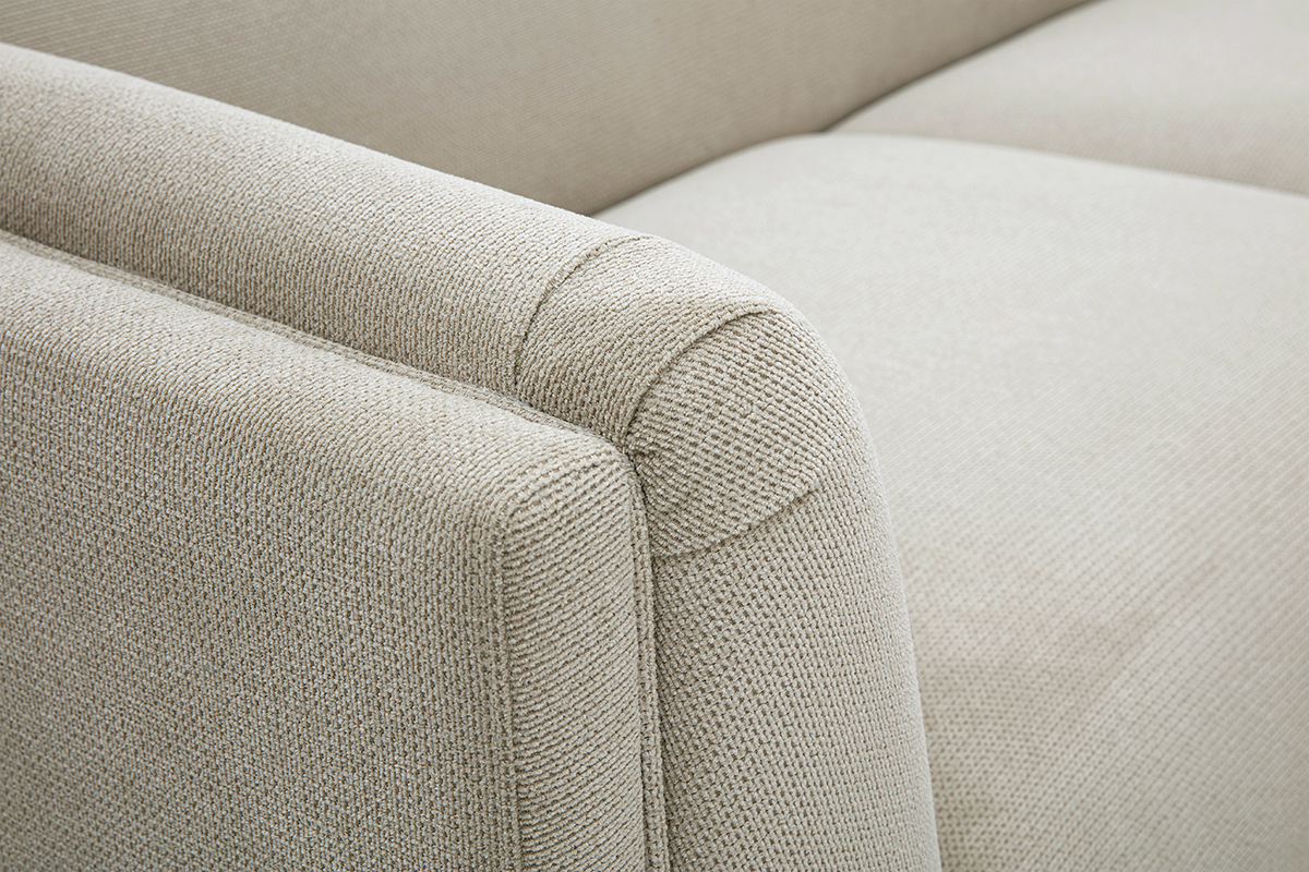 Sof de diseo de 3 plazas en tejido chenilla texturado beige HOSBO
