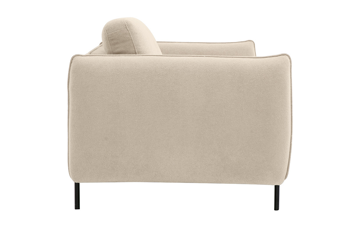Sof de diseo de 3 plazas en tela de chenilla beige y metal negro TODD