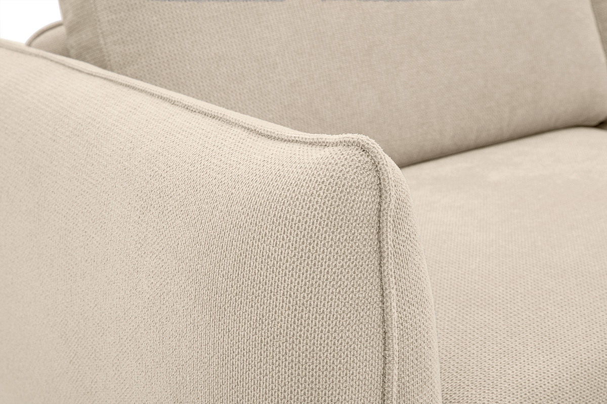 Sof de diseo de 3 plazas en tela de chenilla beige y metal negro TODD