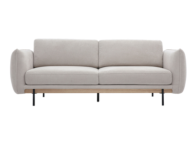 Sofá de diseño de 3 plazas en tela de chenilla beige y metal negro TODD