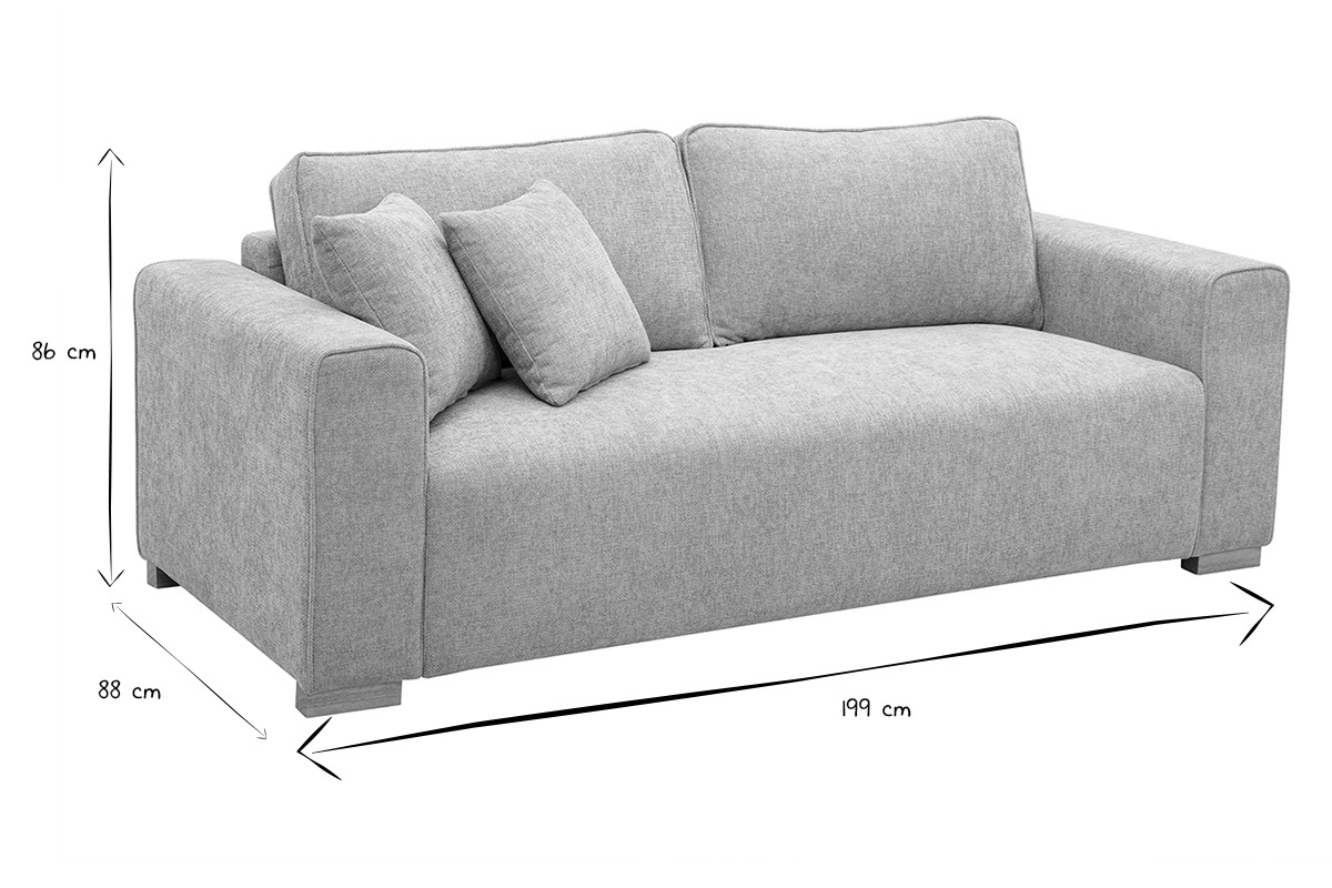 Sof de diseo de 3 plazas en tela efecto terciopelo texturizado beige PEPPER