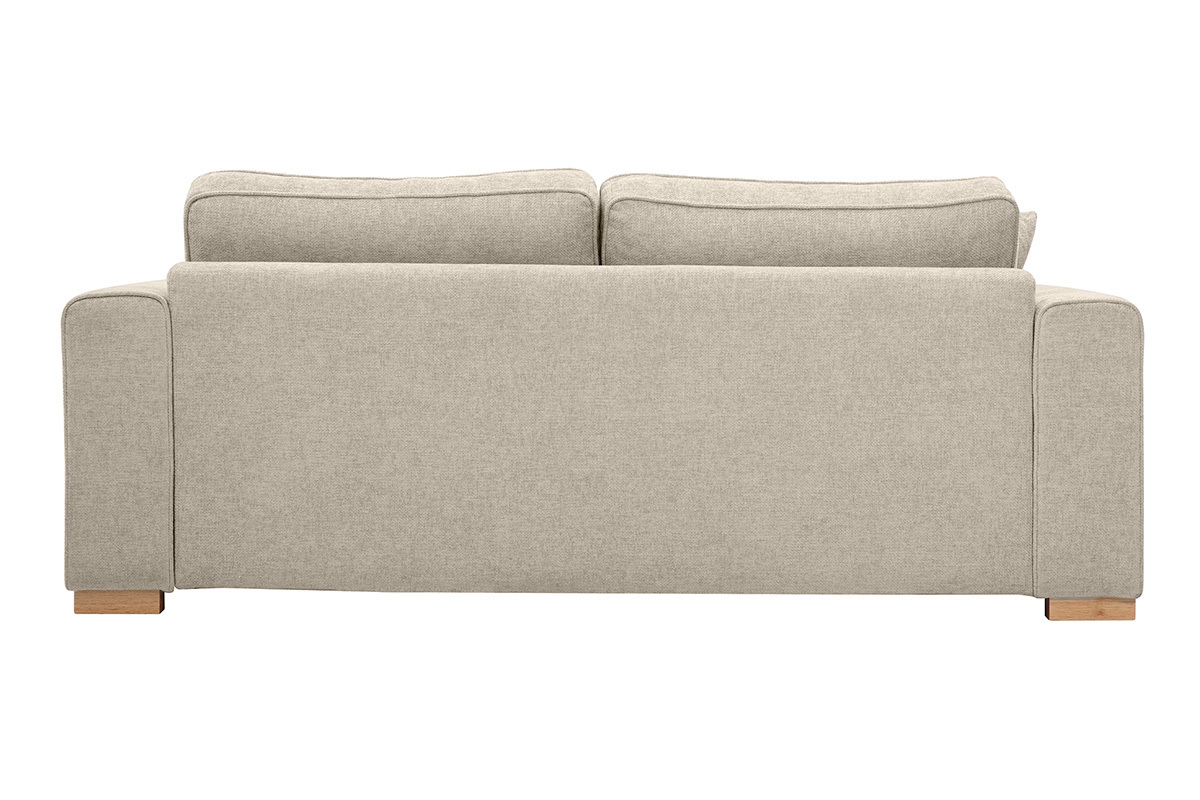 Sof de diseo de 3 plazas en tela efecto terciopelo texturizado beige PEPPER