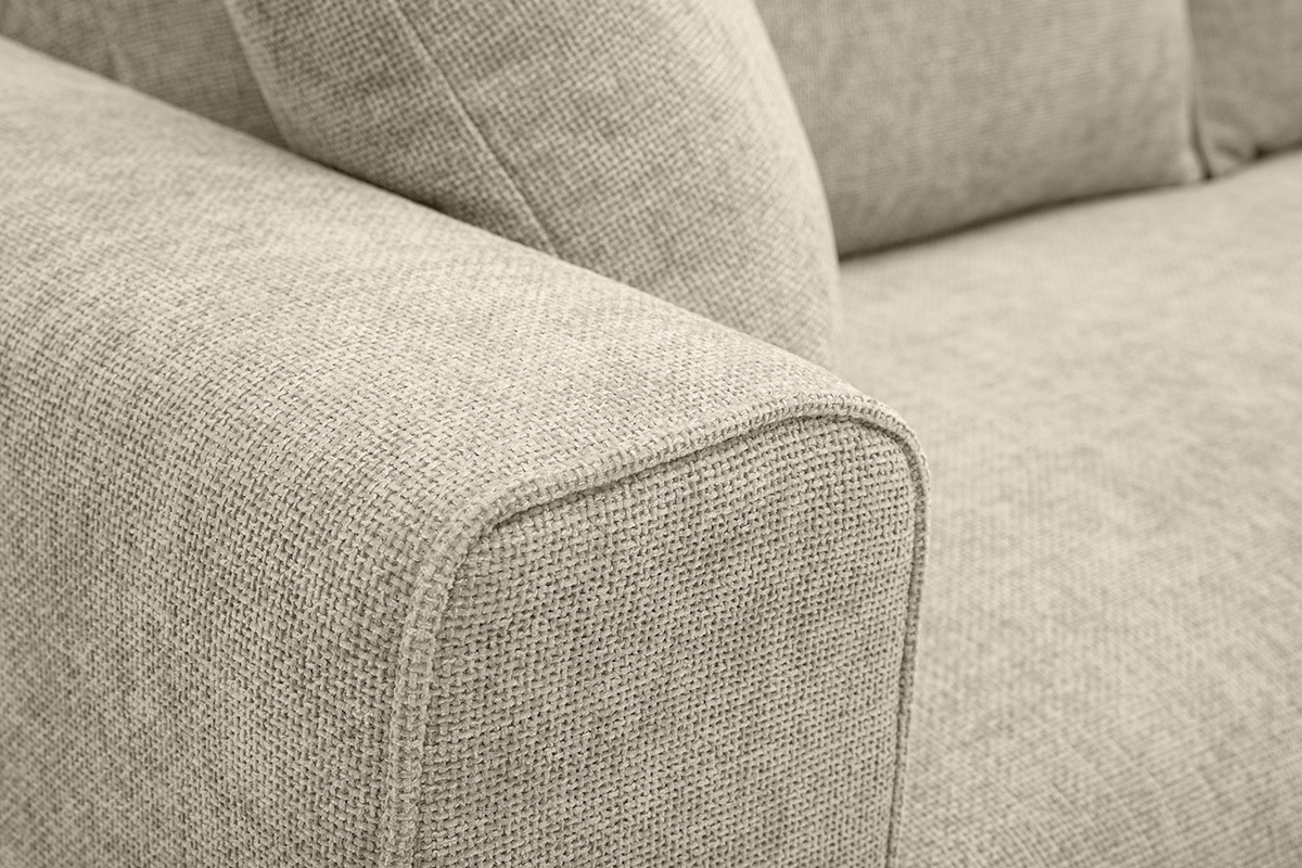 Sof de diseo de 3 plazas en tela efecto terciopelo texturizado beige PEPPER