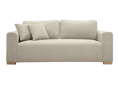 Sofá de diseño de 3 plazas en tela efecto terciopelo texturizado beige PEPPER