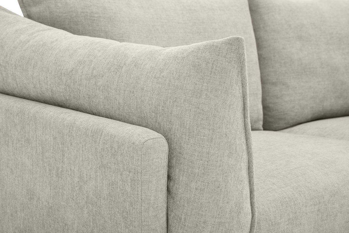 Sof� de dise�o de 3 plazas en tela efecto terciopelo texturizado beige y metal negro MARIUS