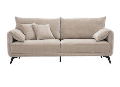 Sof&aacute; de dise&ntilde;o de 3 plazas en tela efecto terciopelo topo y metal negro TANTOR