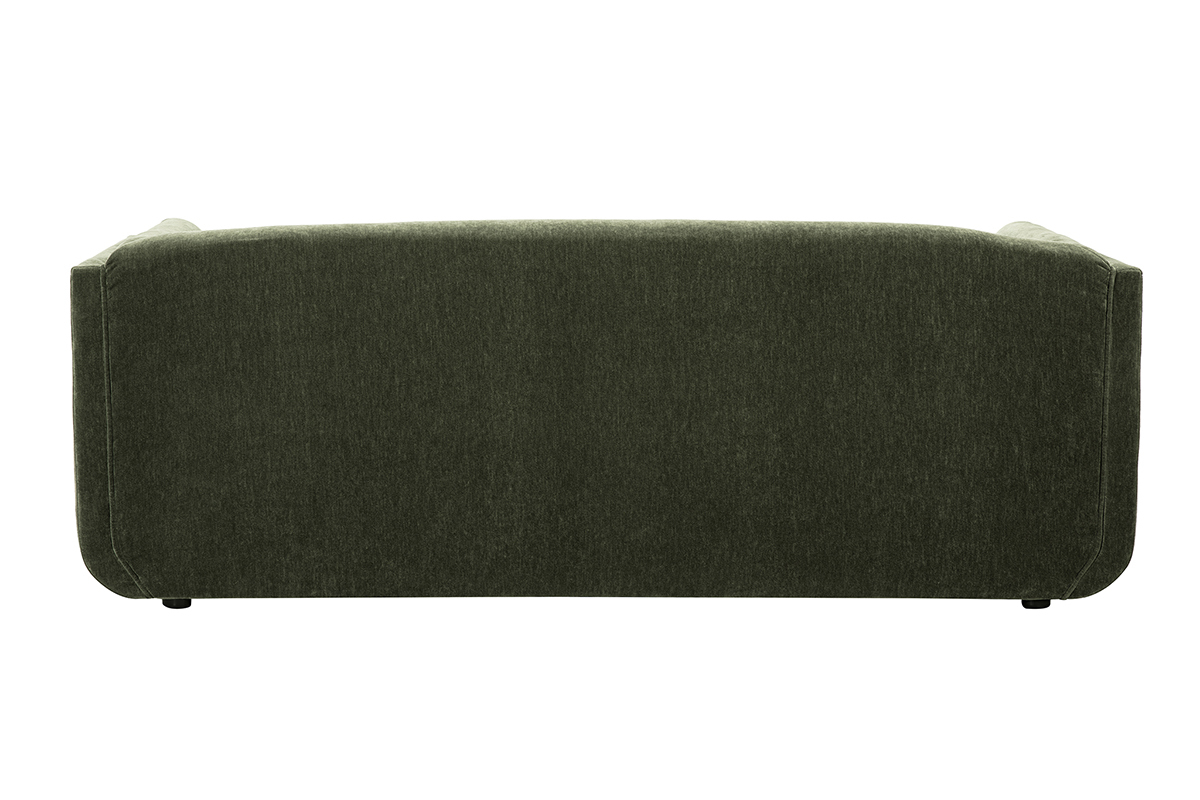 Sof de diseo de 3 plazas en tela efecto terciopelo verde caqui HOSBO