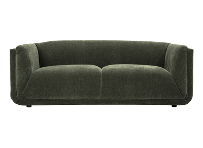 Sofá de diseño de 3 plazas en tela efecto terciopelo verde caqui HOSBO