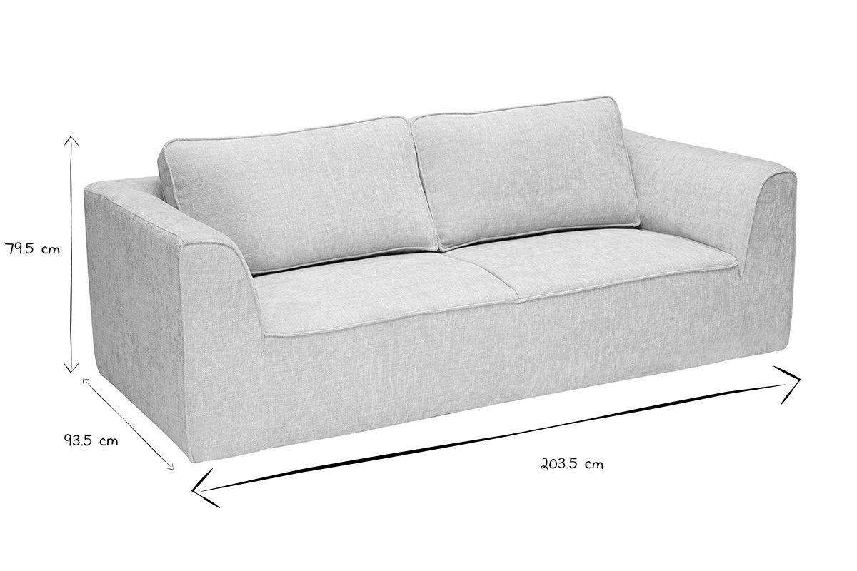 Sof� de dise�o en tejido efecto terciopelo texturizado beige de 3 plazas GRAMMY