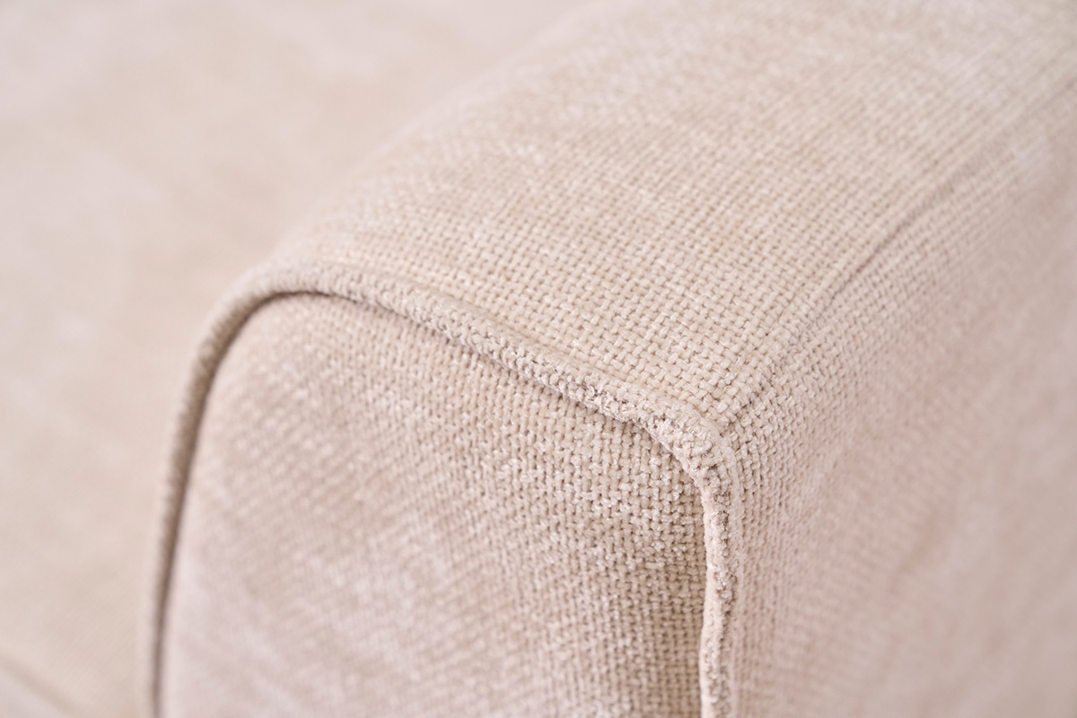 Sof� de dise�o en tejido efecto terciopelo texturizado beige de 3 plazas GRAMMY
