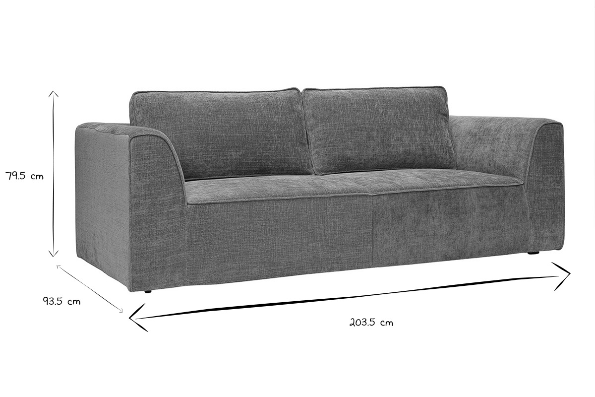 Dimensiones del sof� de dise�o GRAMMY en blanco y negro: 203.5 cm (longitud), 93.5 cm (anchura), 79.5 cm (altura).